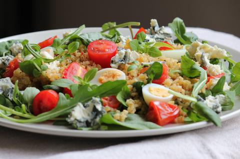 'Bulgur wheat, quail eggs and blue cheese salad' header image